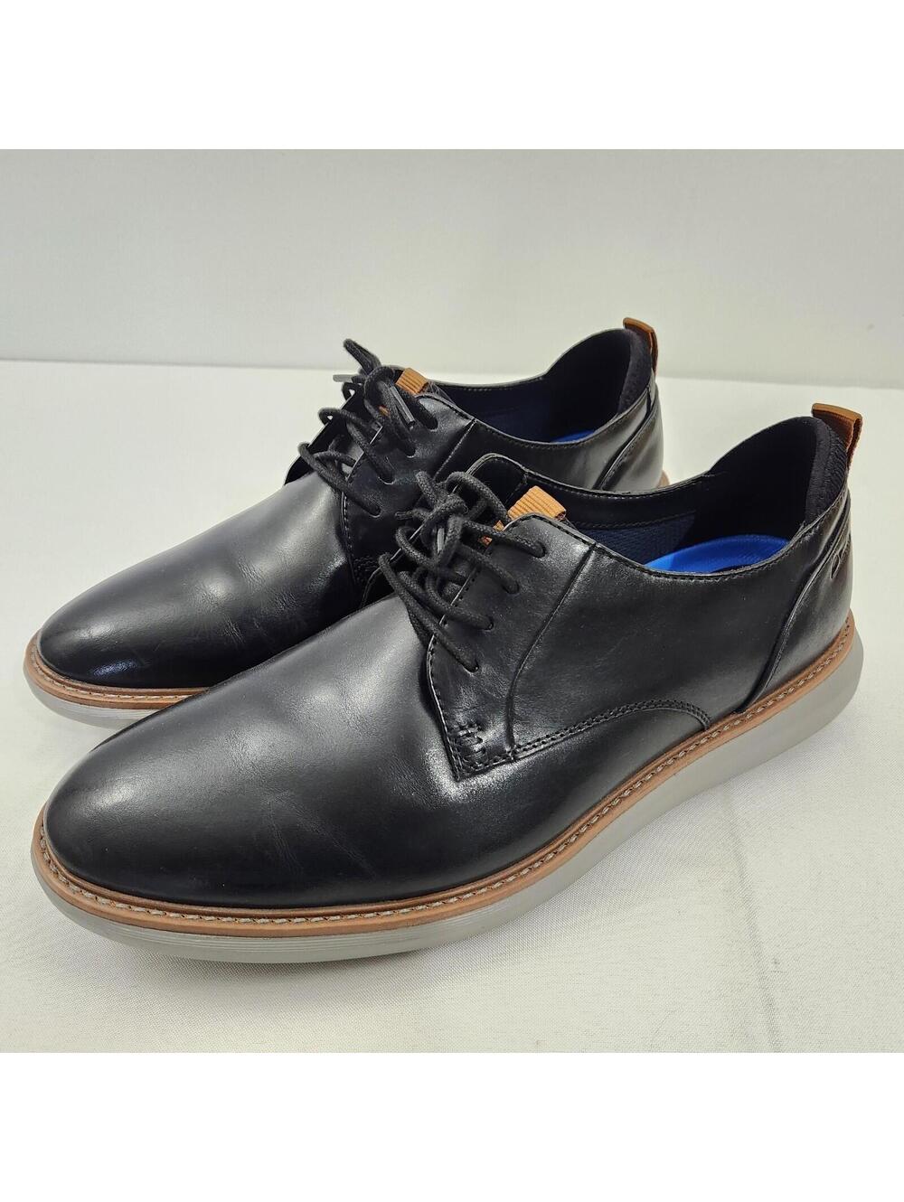 Clarks Brantin Low Oxfords Black Leather Extreme Comfort Men's Size 12 W Wide